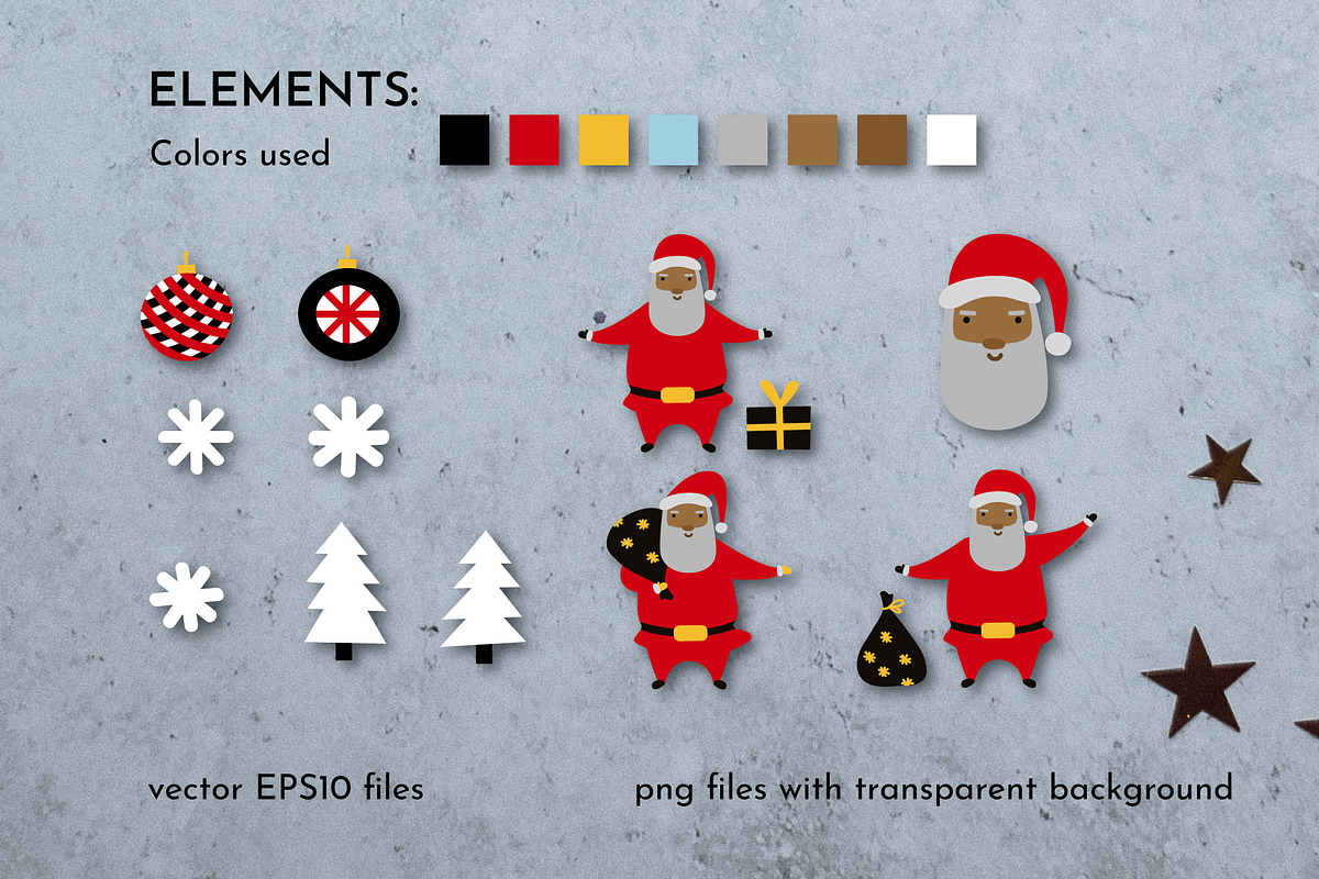 Black Santa Claus Clipart Bundle, a Decorative Illustration by AvaAva (Photo 5 of 8)
