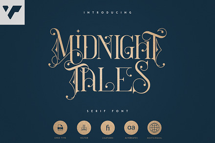 SALE! Midnight Tales - Vintage font, a Serif Font by VP Fonts