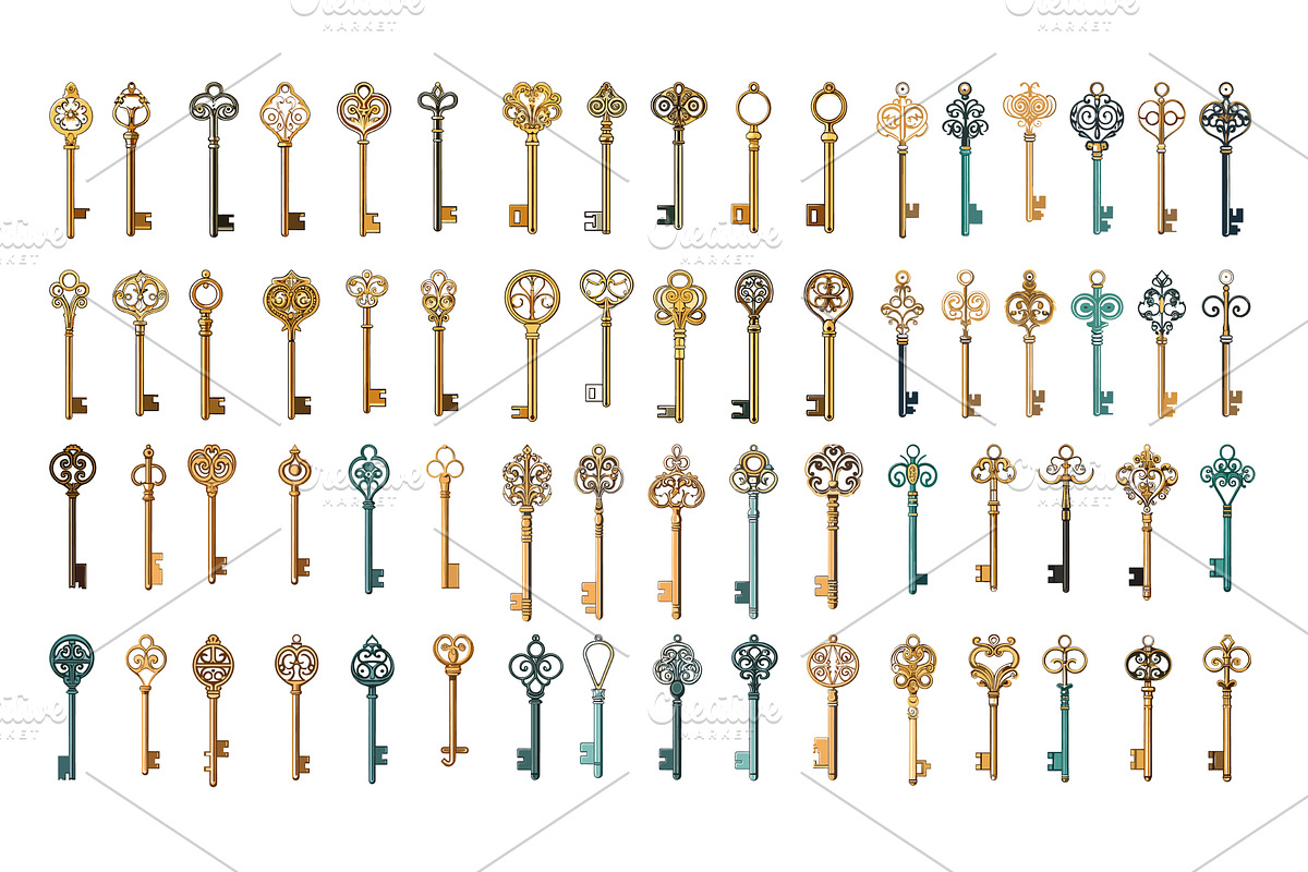 Door keys with fancy shape, large, an Object Illustration by Onyx