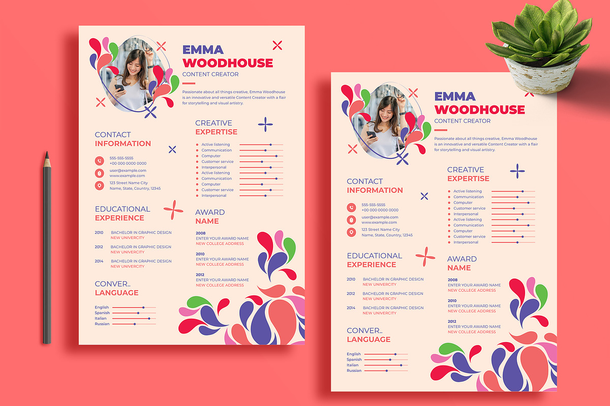 Abstract Resume Template, a Resume Template by MightyDesign (Photo 1 of 5)
