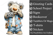 Whimsical Summer Teddy Bear Clipart, a Seasonal Illustration by Canvas Craft (Thumbnail 3 of 6)