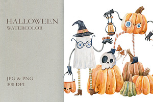 Cute Watercolor Halloween Ghost, a Seasonal Illustration by the_myro