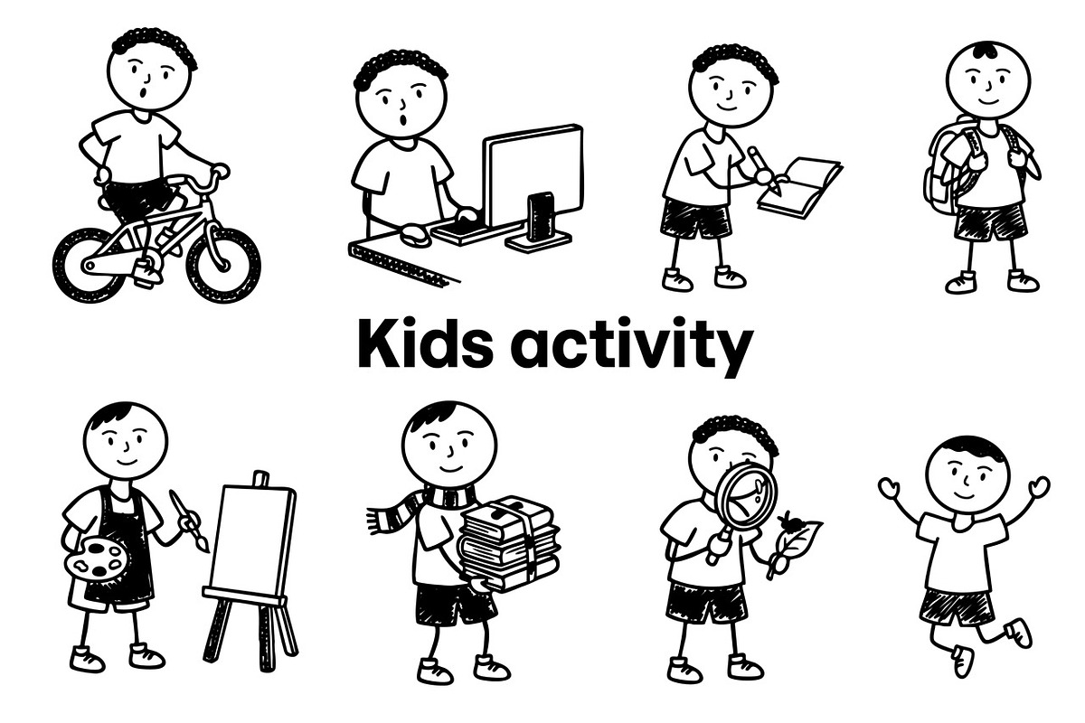 children in various daily activities, an Object Illustration by foxndeer (Photo 3 of 3)