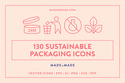 Sustainable Packaging Line Icons, an Outline Icon by Made by Made (Thumbnail 1 of 8)