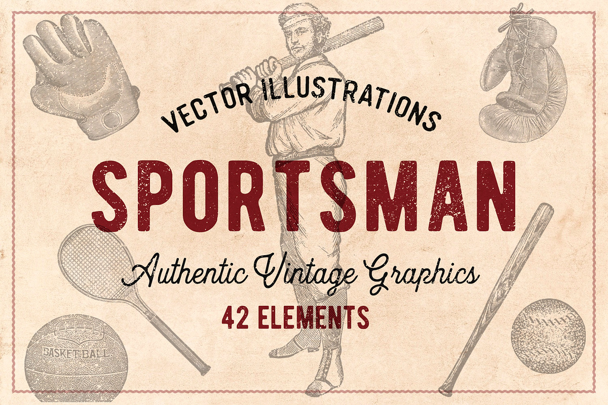 42 Vintage Sports Illustrations, a Sport Illustration by Brigantine Designs (Photo 1 of 5)