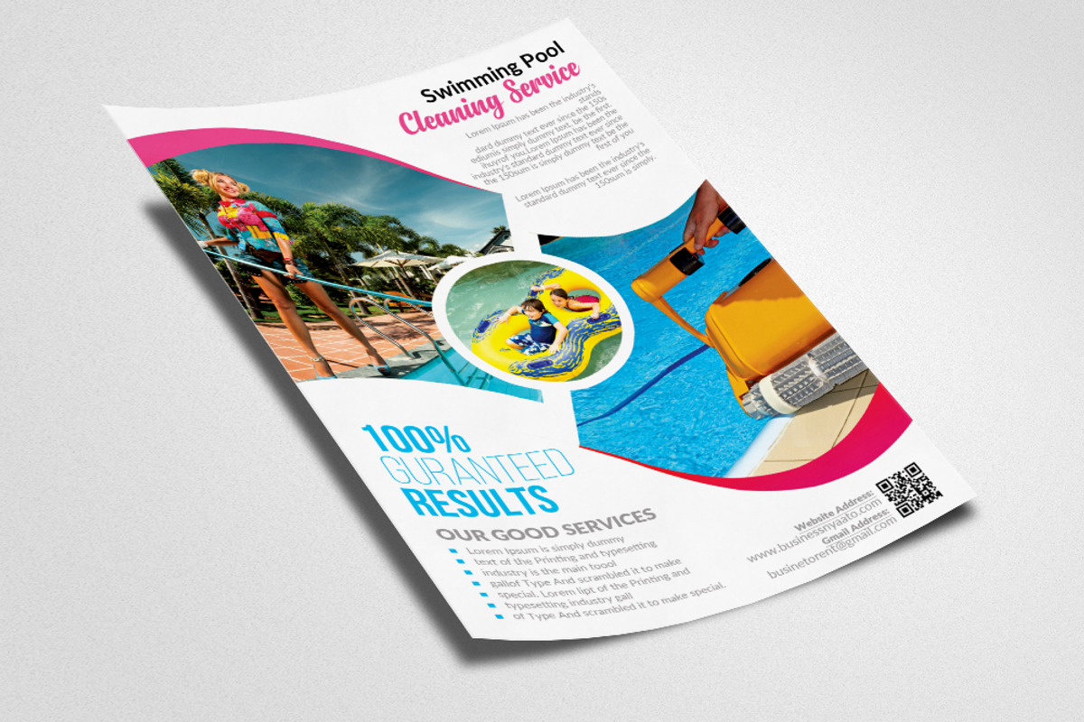Swimming Pool Cleaning Service Flyer, a Flyer Template by Psd Templates