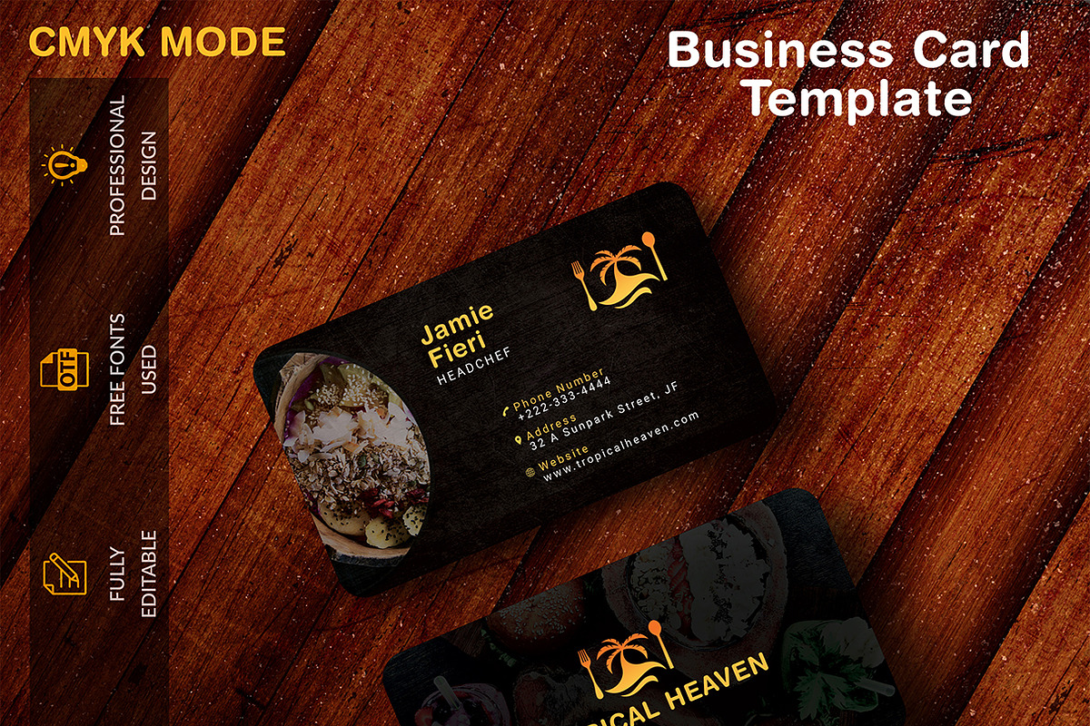 Restaurant business card template, a Business Card Template by kamalrawat_gd (Photo 2 of 2)