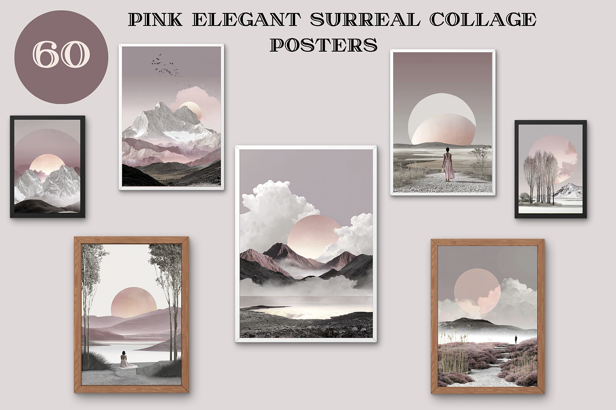 Elegant Surreal Collage Posters, a Background Graphic by Amiraliya (Photo 2 of 8)