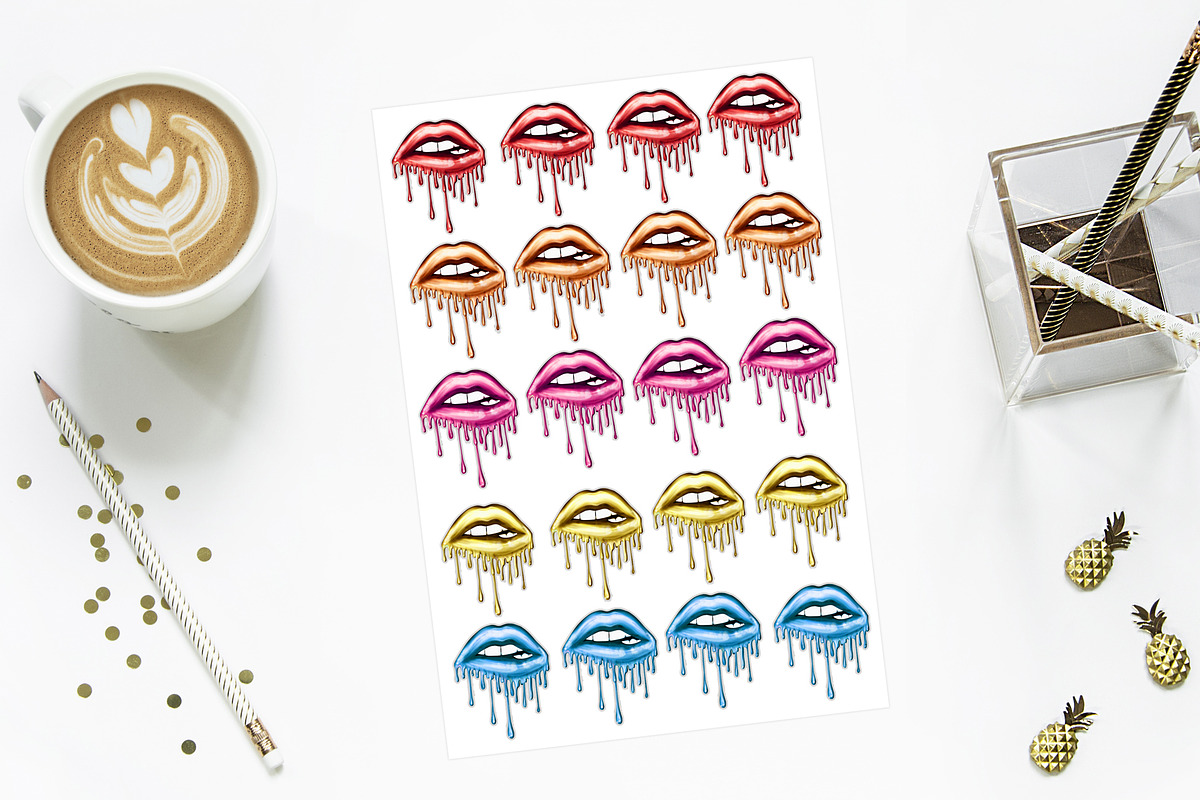 Dripping Lips Png Cliparts, a Decorative Illustration by The GG Shop (Photo 7 of 7)