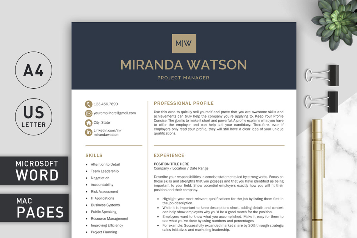 Resume Template | CV Template, a Resume Template by Klamp Studio (Photo 1 of 12)
