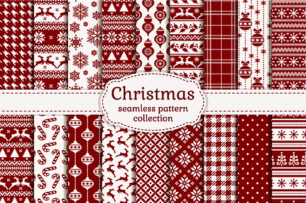 Christmas seamless pattern set.