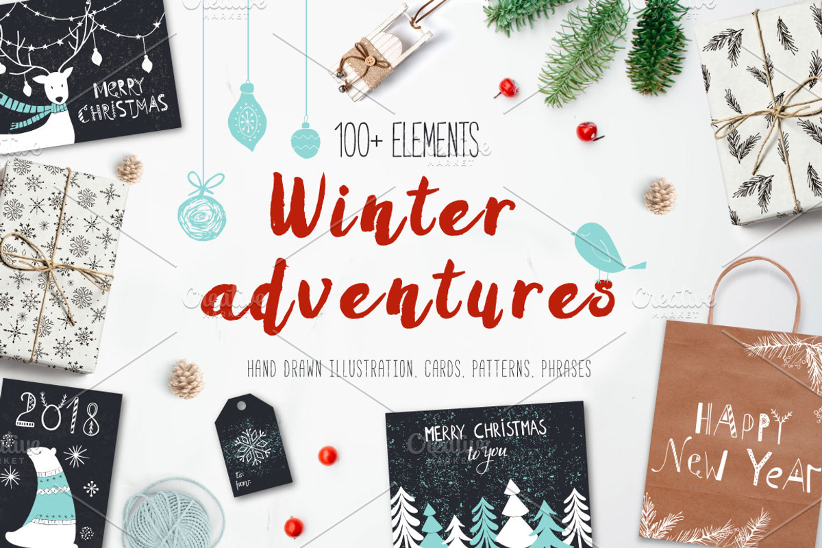Winter adventures New Year pack, an Animal Illustration by Katya_lu (Photo 1 of 11)