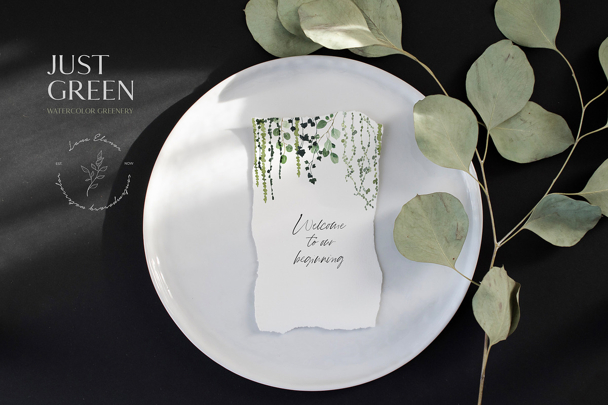 JUST GREEN leaves greenery foliage, a Decorative Illustration by Lana Elanor (Photo 5 of 8)