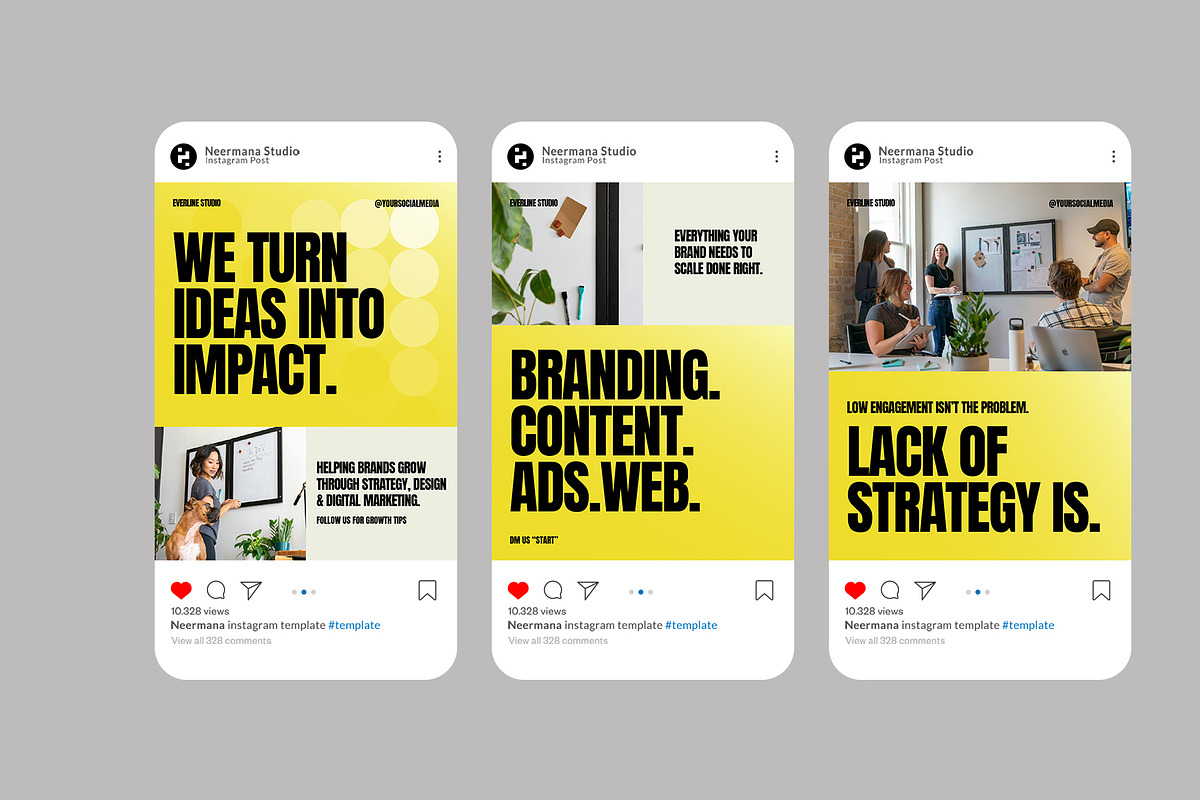 Bold Yellow Agency Instagram Post, a Social Media Template by Neermana (Photo 3 of 4)