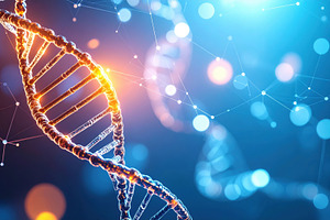 Glowing double helix DNA strand for science