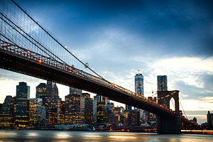 View of manhattan at sunset stock photo containing new york and new york city