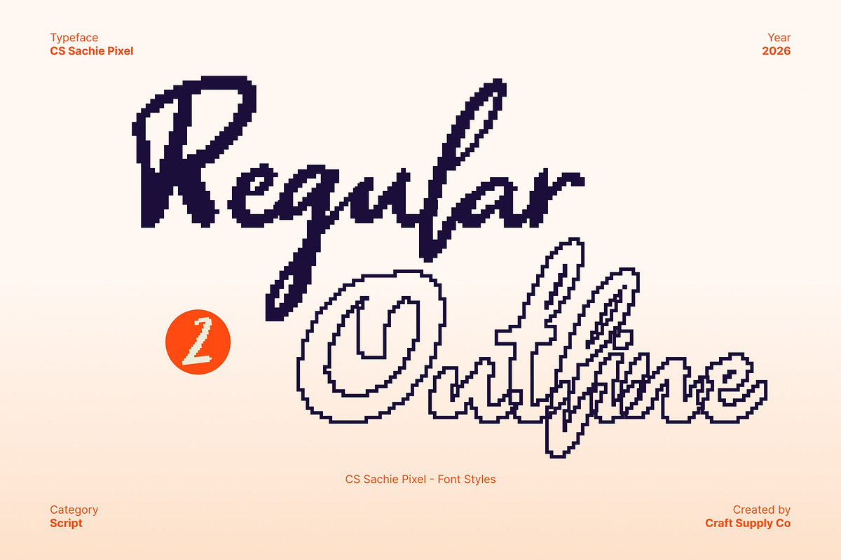 CS Sachie Pixel, a Script Font by Craft Supply Co. (Photo 4 of 8)