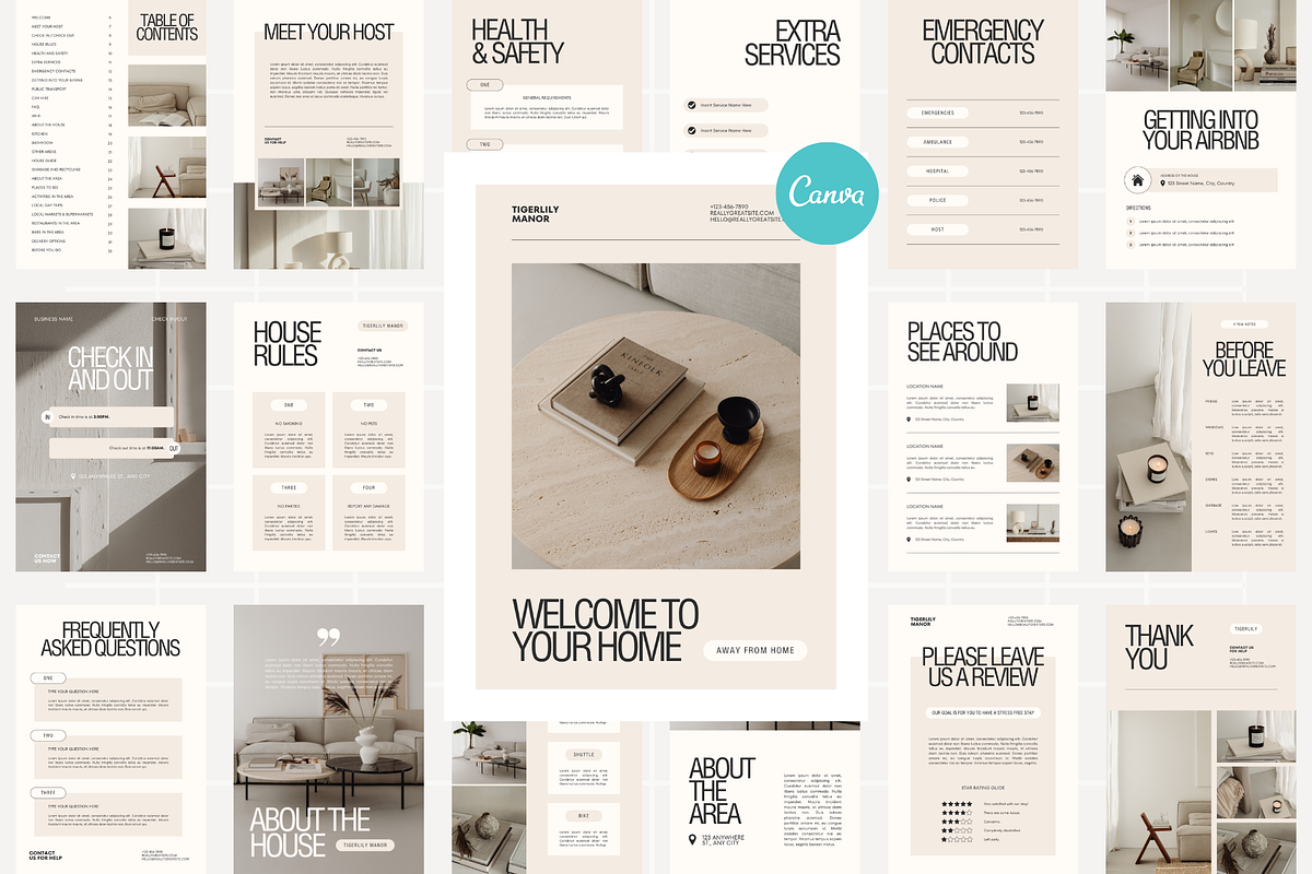 Airbnb Welcome Book Canva Template, a Stationery Template by Anna Design Studio (Photo 1 of 10)