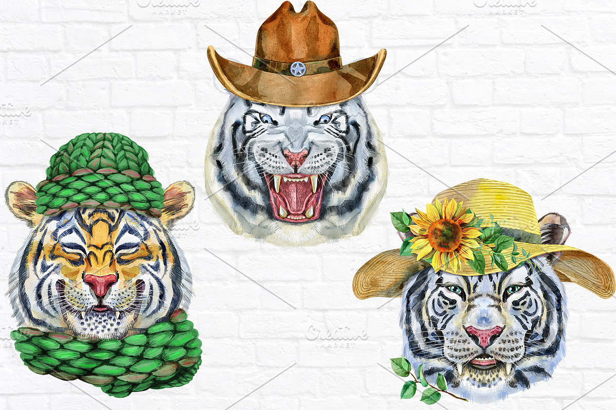 Cute watercolor tigers. Part 7, an Animal Illustration by Watercolor fantasy (Photo 4 of 4)