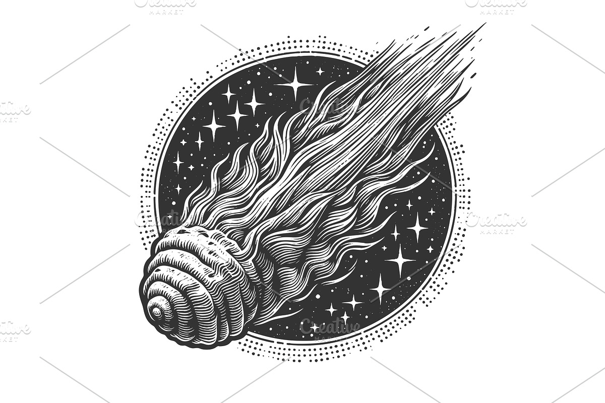 Fiery Meteor Streaking Across the, an Illustration by AlexArt