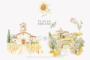 Tuscan clipart Italian watercolor, a Decorative Illustration by Patishop Art (Thumbnail 6 of 11)
