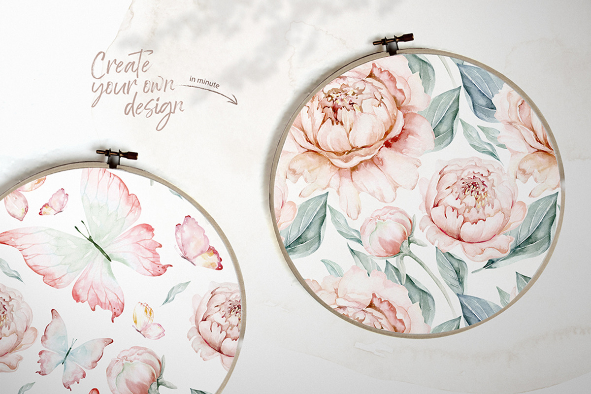 Watercolor peonies and butterflies, an Animal Illustration by Peace ART (Photo 11 of 14)