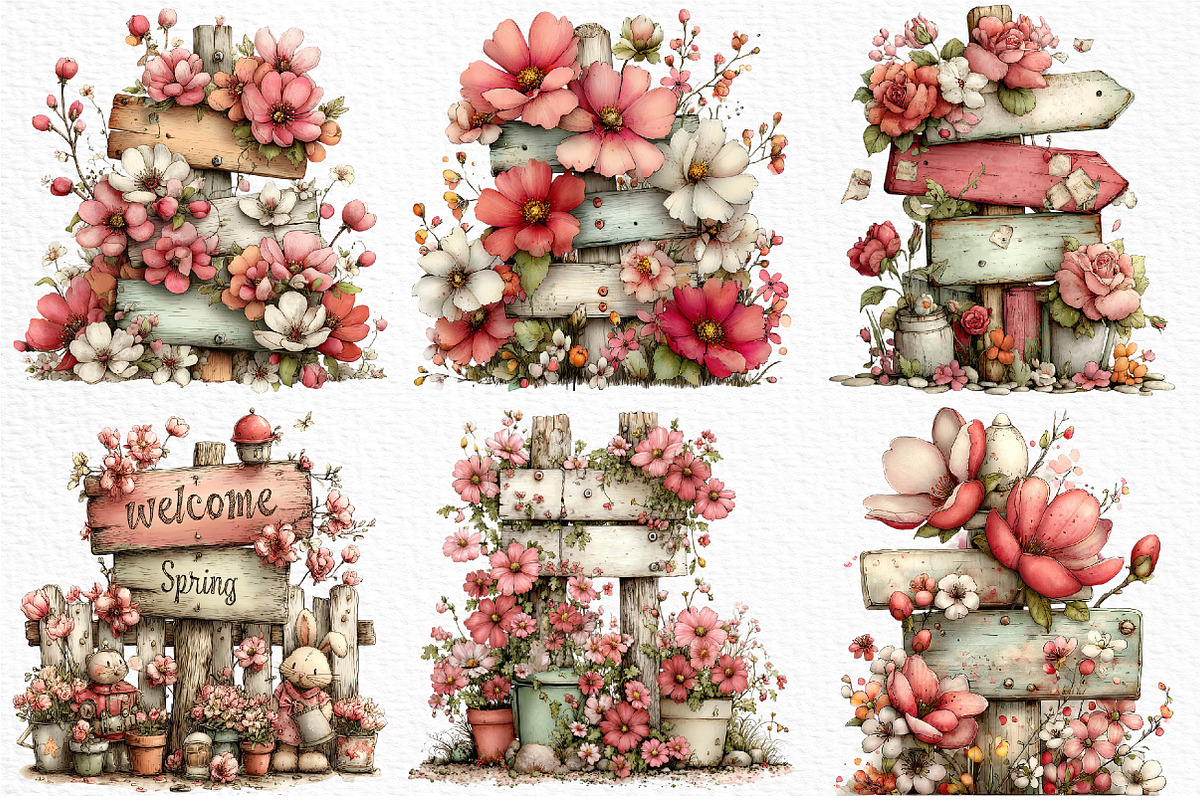 Whimsical Spring Signpost Clipart, an Illustration by Craft Nest (Photo 5 of 11)