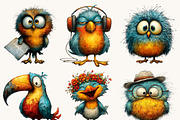Whimsical Funny Birds Clipart, an Animal Illustration by Design Scotch (Thumbnail 6 of 9)