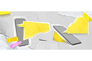 Smartphone mockups with yellow, an Object Illustration by art PVP - market
