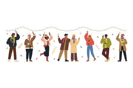 Happy people characters celebrating, an Object Illustration by vectorpointstudio