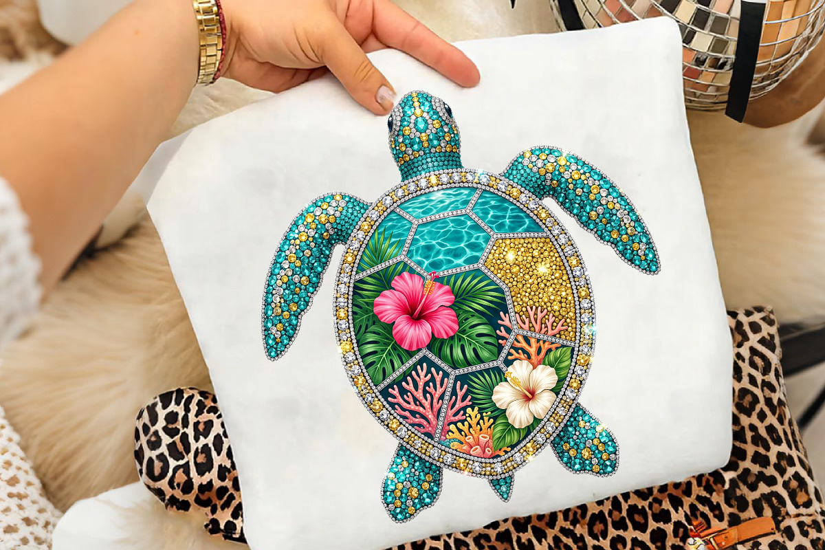 Sea Turtle PNG Rhinestone Summer, an Illustration by CreationArt (Photo 5 of 5)