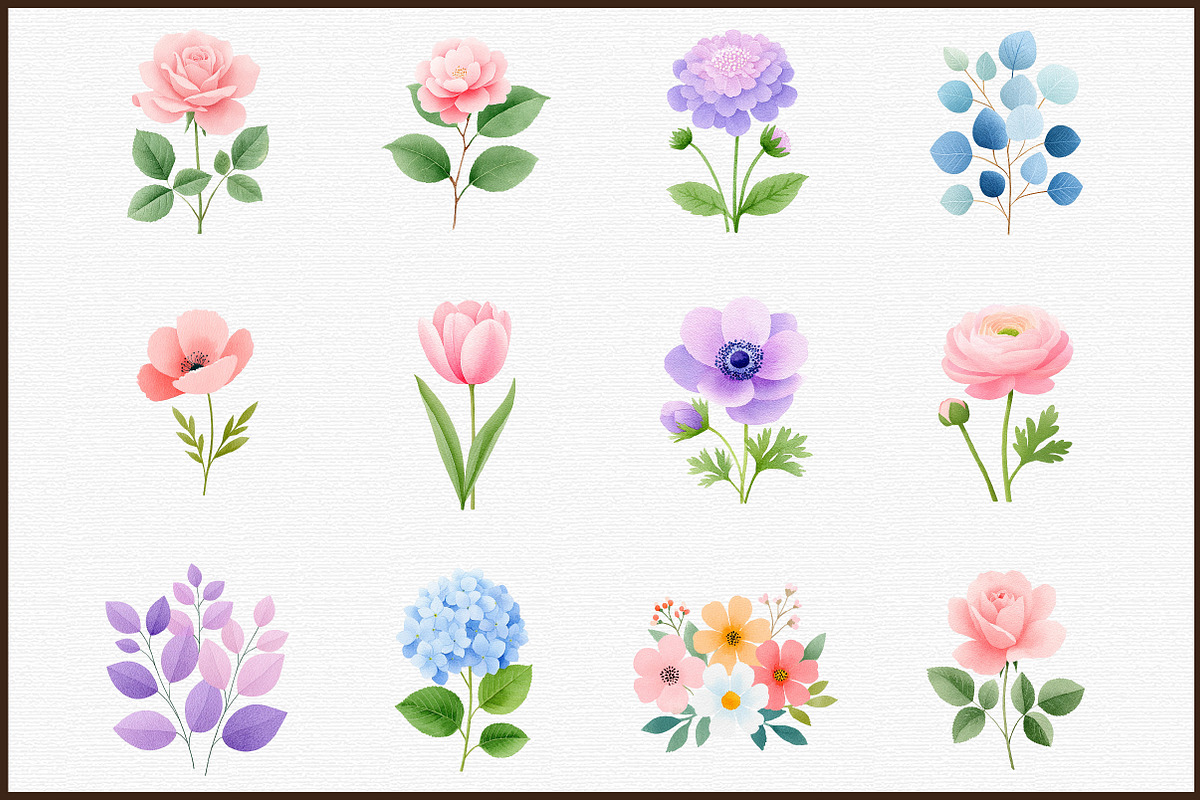 Romantic Pastel Floral Clipart Set, an Illustration by Sublimation Artist (Photo 3 of 6)