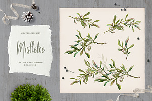 Vintage Mistletoe Christmas Clip Art