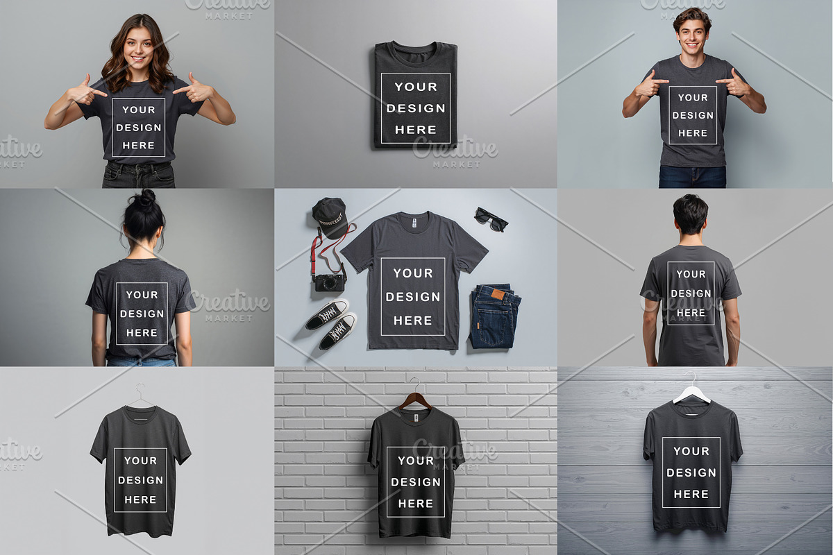 T-Shirt Mockup - Dark Gray Edition, a Shirt Mockup by ForhadGFX (Photo 3 of 12)