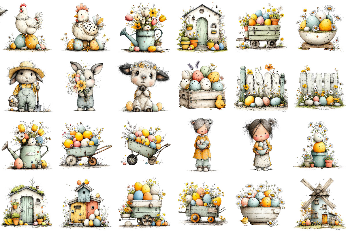 Farmhouse Easter Clipart, an Illustration by Sublimation Artist (Photo 2 of 7)