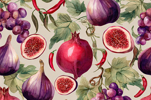 Funky Mediterranean Fruit Pattern, a Decorative Illustration by Virgo Studio