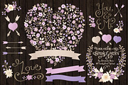Lavender Floral Heart & Banner, an Illustration by Amanda Ilkov (Thumbnail 2 of 4)