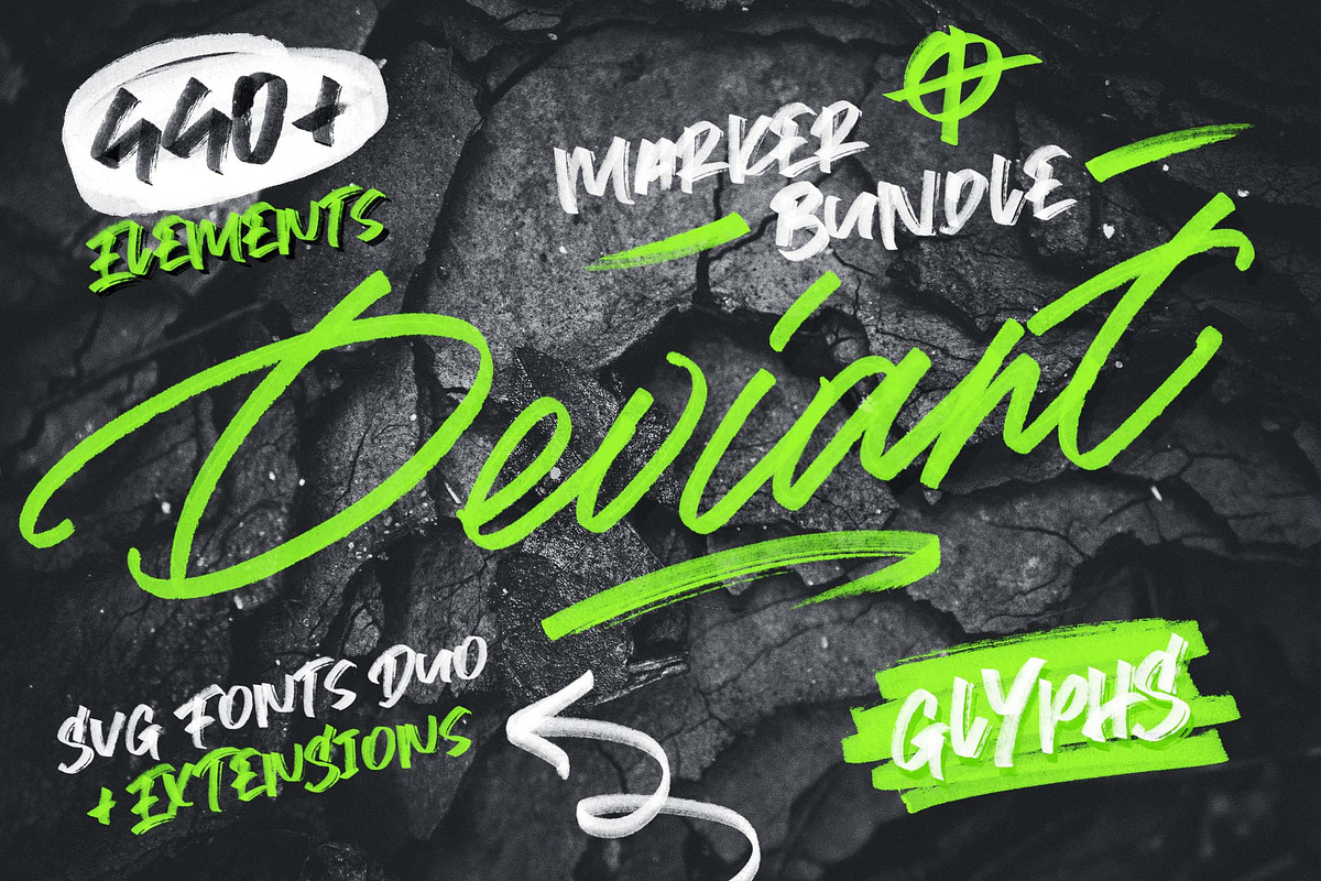 Deviant SVG Fonts and Marker Bundle, a Script Font by kavoon (Photo 1 of 12)