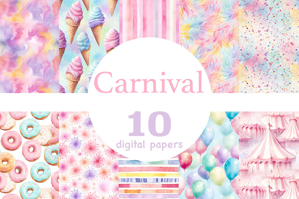 Carnival Digital Paper, a Pattern Graphic by GlamArtZhanna (Photo 1 of 4)