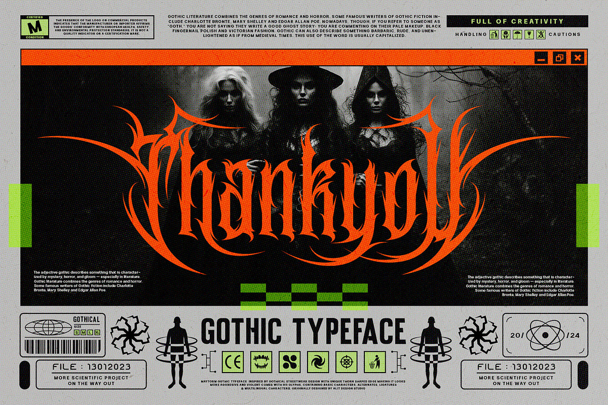 Maytorm Modern Metal Typeface, a Blackletter Font by alit design (Photo 20 of 20)