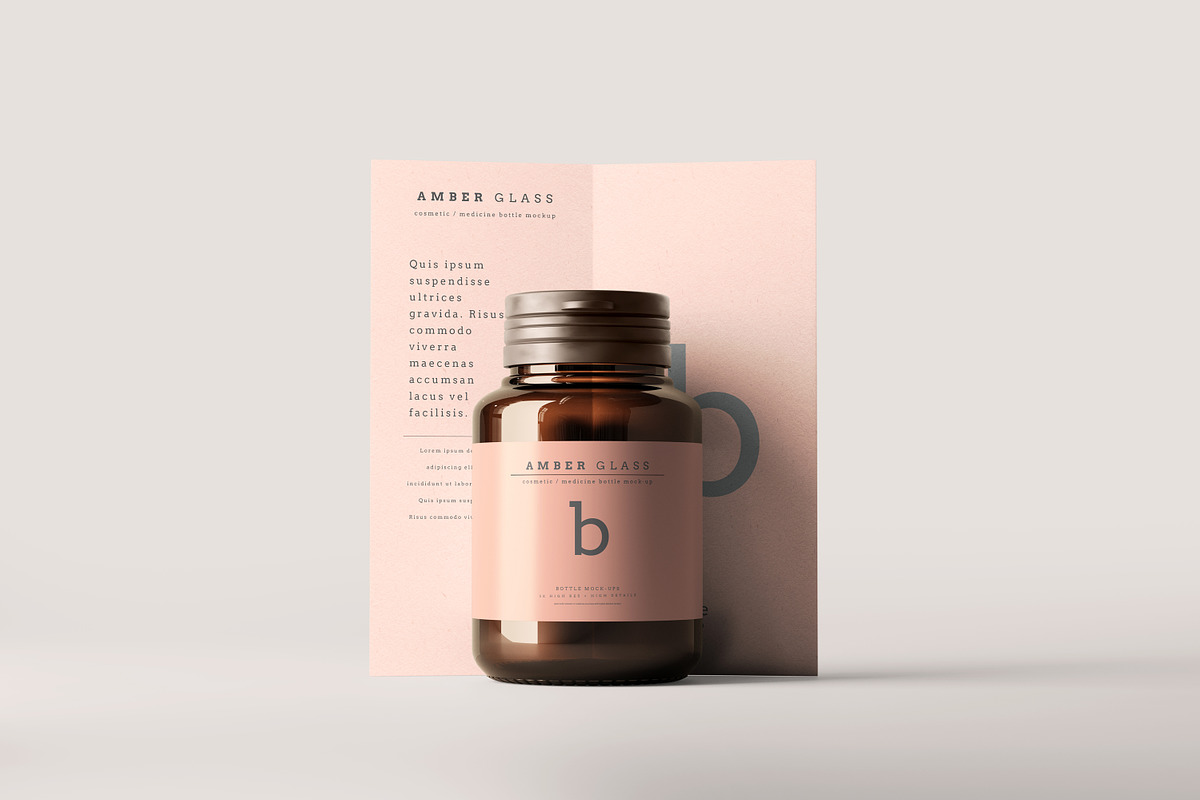 Amber Glass Bottle Mockups, a Cups & Container Mockup by pmvch (Photo 13 of 20)