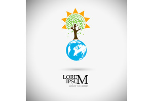 Logo nature tree and sun. Not AI, an Object Illustration by Nenahliadava Design