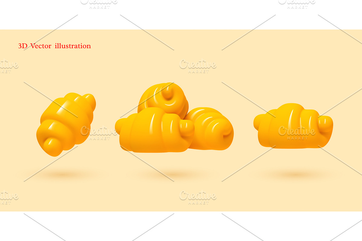3D vector illustration of croissants, a Food Illustration by Liudmyla Matviiets
