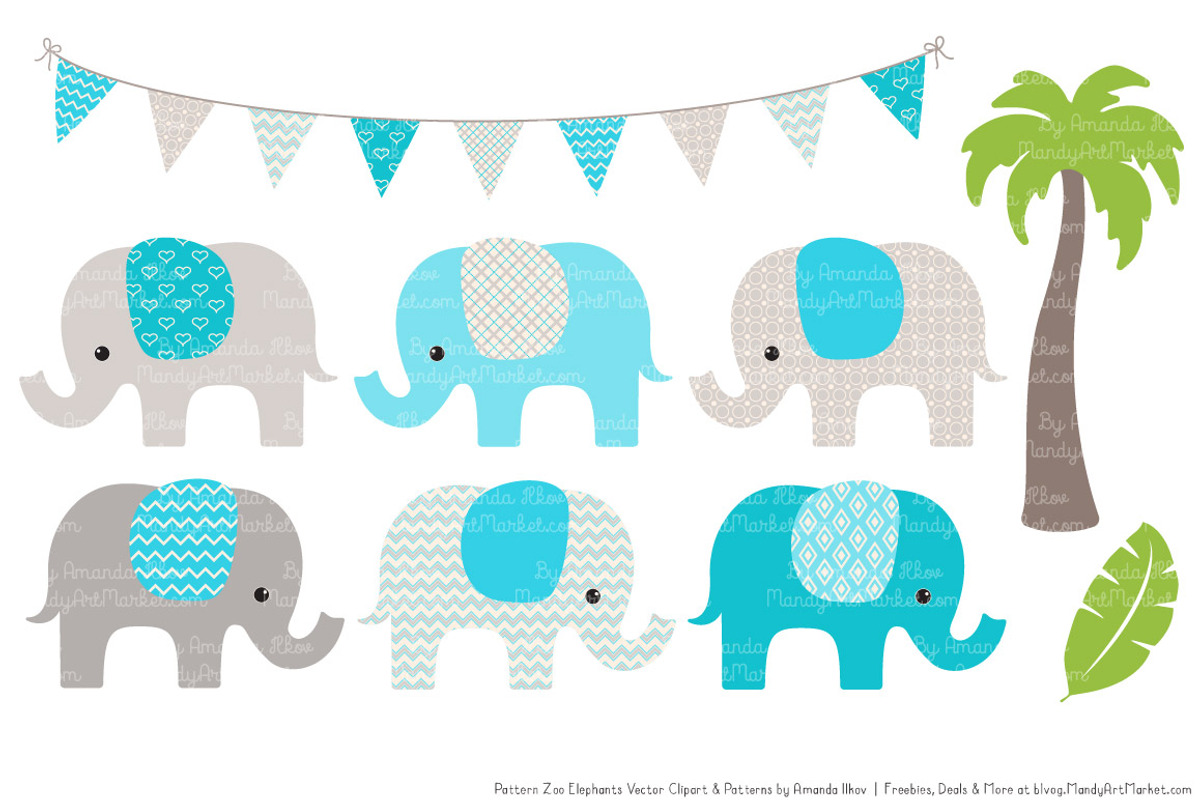 Tropical Blue Elephant Clipart, an Illustration by Amanda Ilkov (Photo 2 of 4)