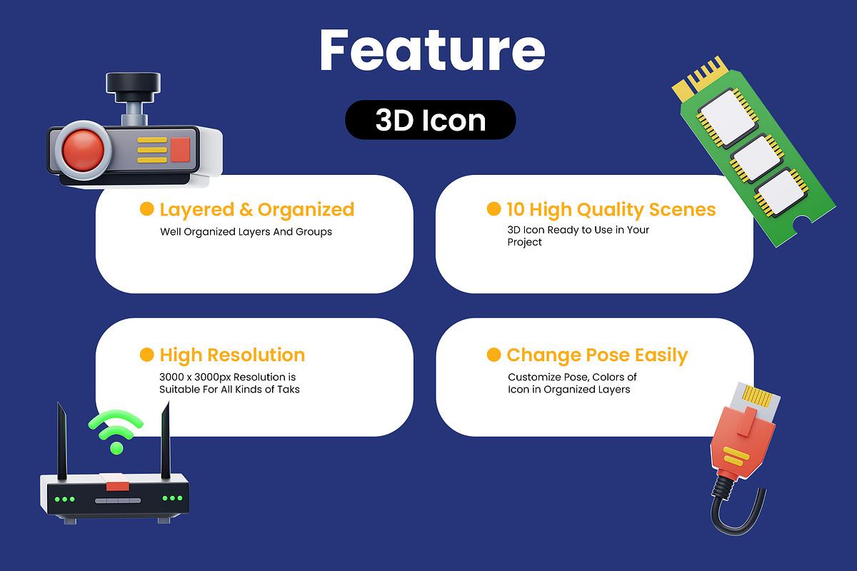 Computer Hardware 3D Icon Pack, a 3D by baii09 (Photo 2 of 6)