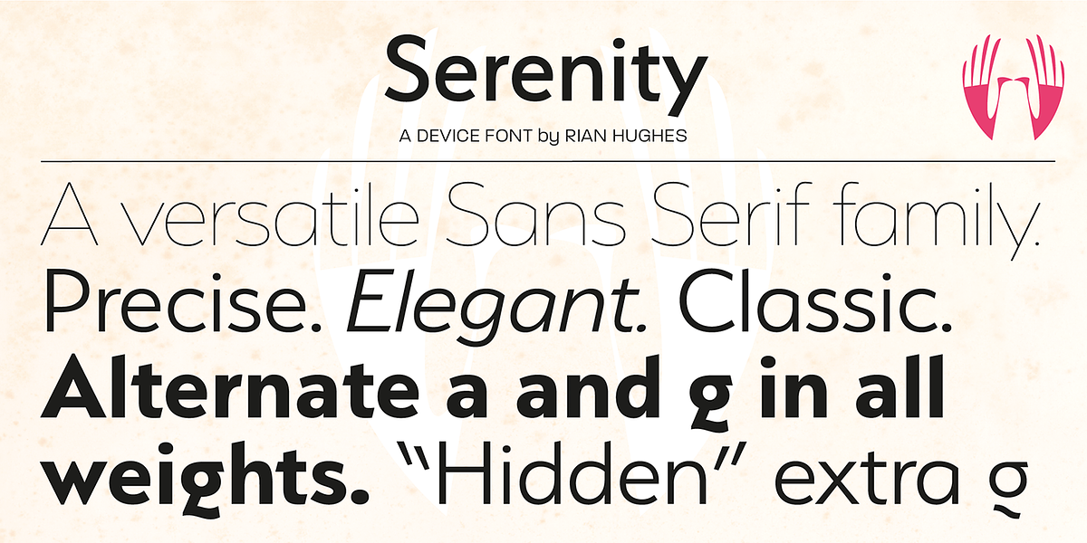 Serenity, a Sans Serif Font by Device (Photo 1 of 9)