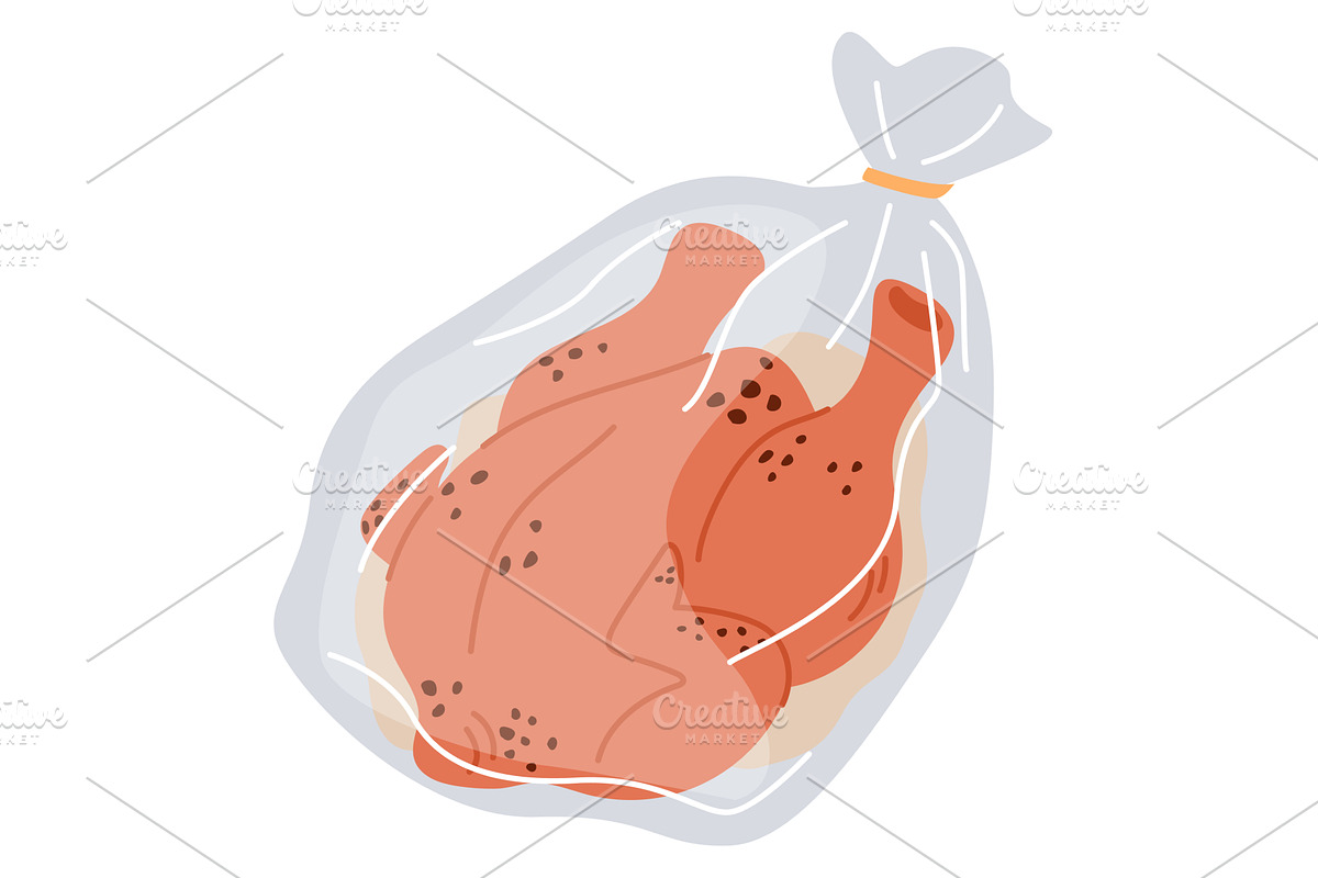 Chicken with spices and marinade in, a Food Illustration by Vectorbuum