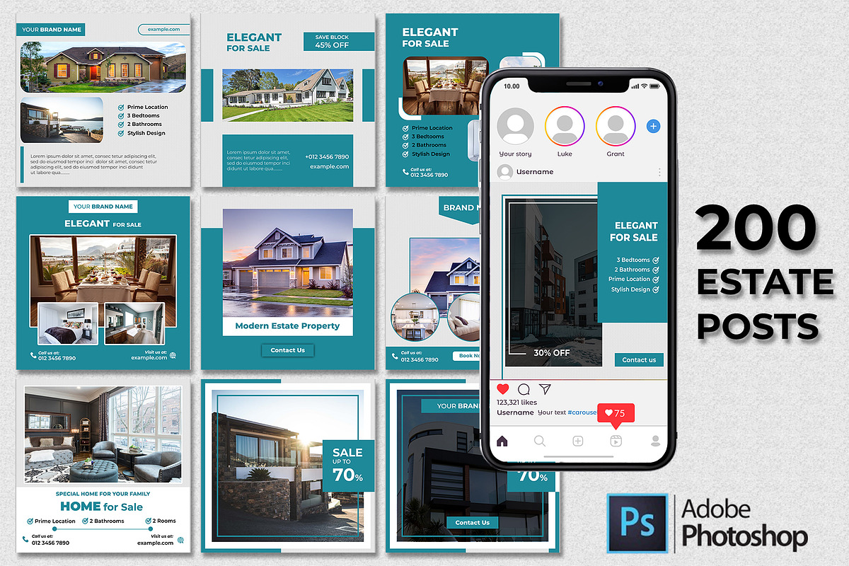 Estate | 200 Instagram Posts, a Social Media Template by Mohammad Sarfaraz (Photo 1 of 6)