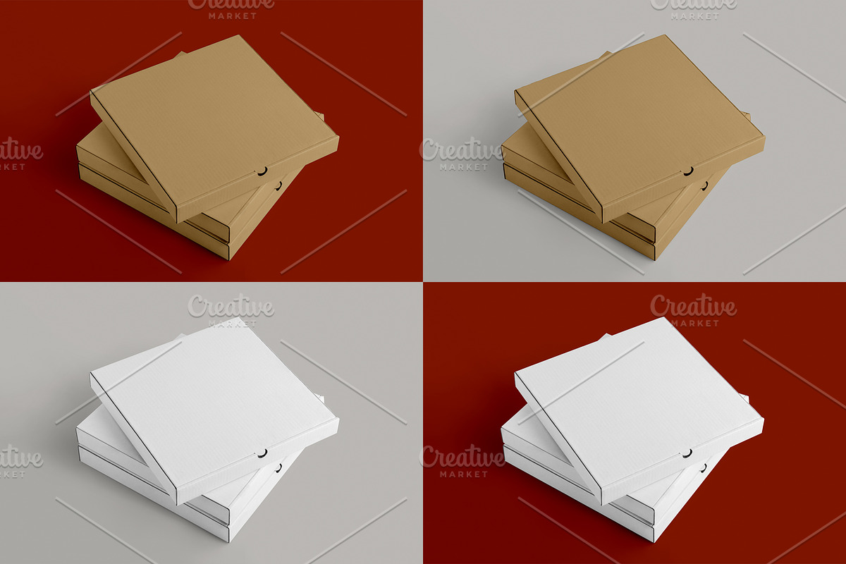 3 Pizza Box Mockup, a Cups & Container Mockup by eezo (Photo 4 of 10)
