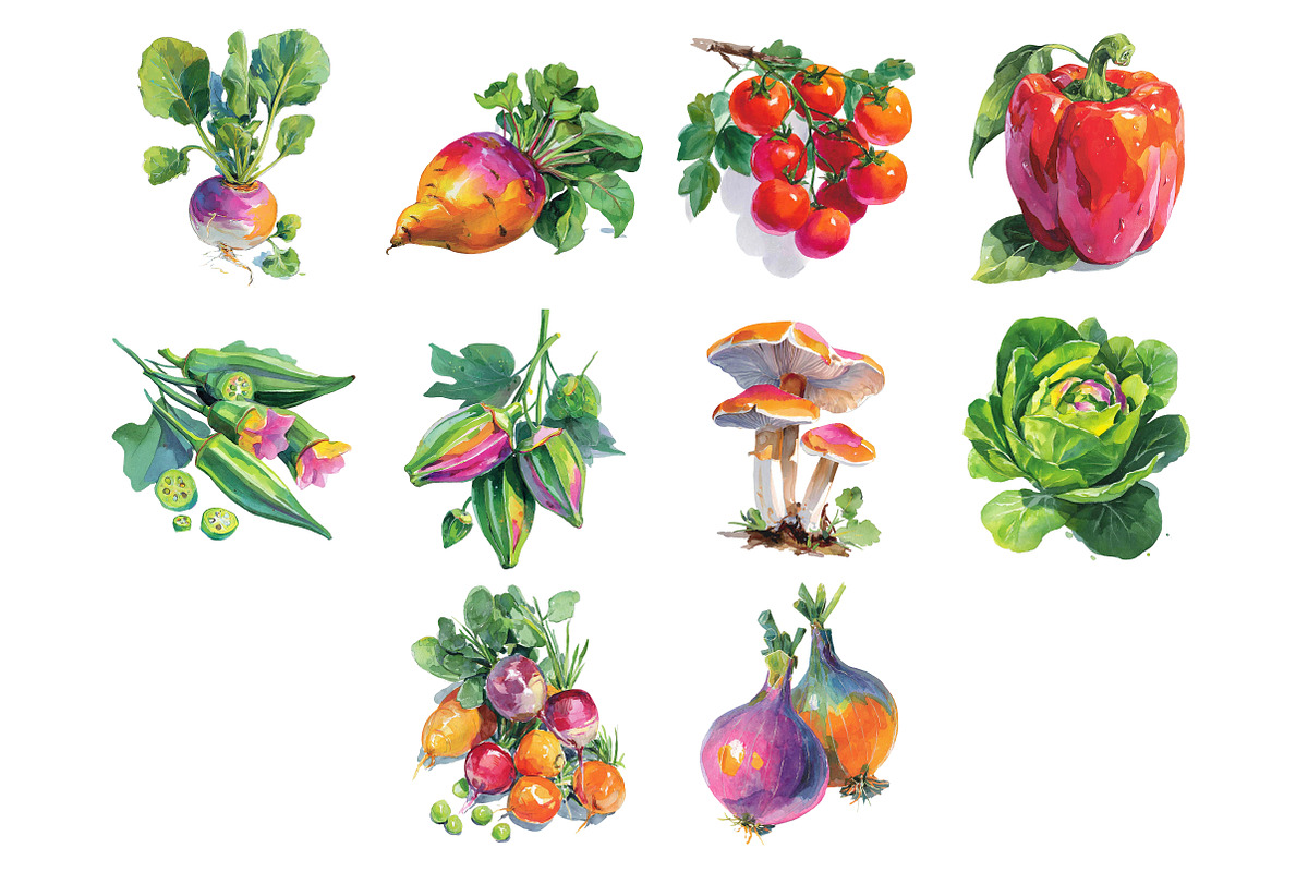 Watercolor Vegetable Clipart Set, an Illustration by Daily.Designs (Photo 3 of 3)